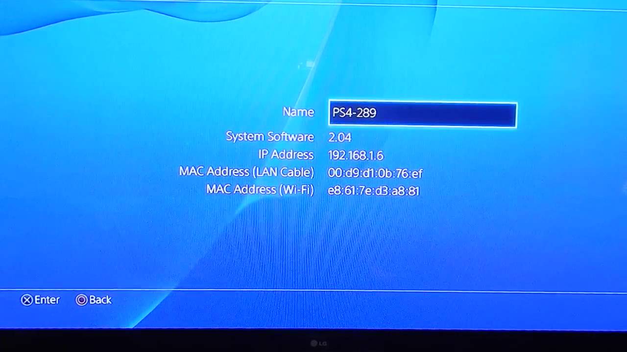 How to find mac address for ps4